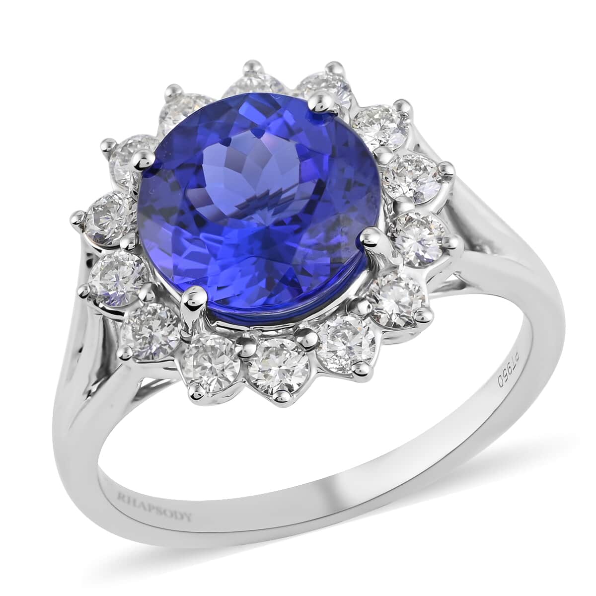 RHAPSODY 950 Platinum AAAA Tanzanite and Diamond E-F VS Ring 8.31 Grams 5.40 ctw image number 0