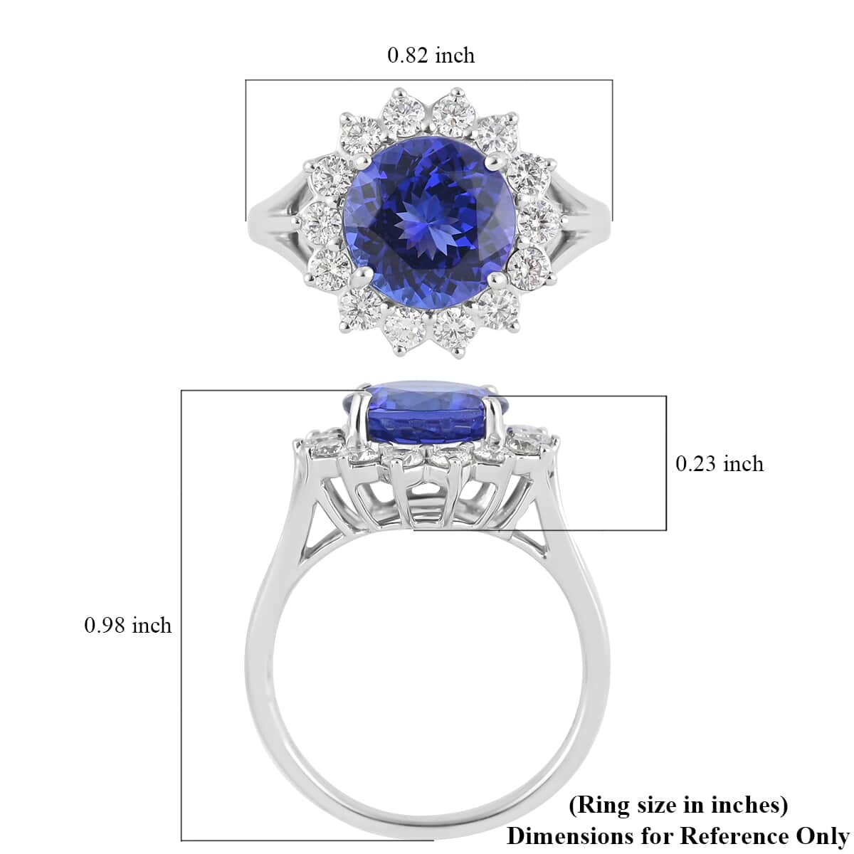 RHAPSODY 950 Platinum AAAA Tanzanite and Diamond E-F VS Ring 8.31 Grams 5.40 ctw image number 5