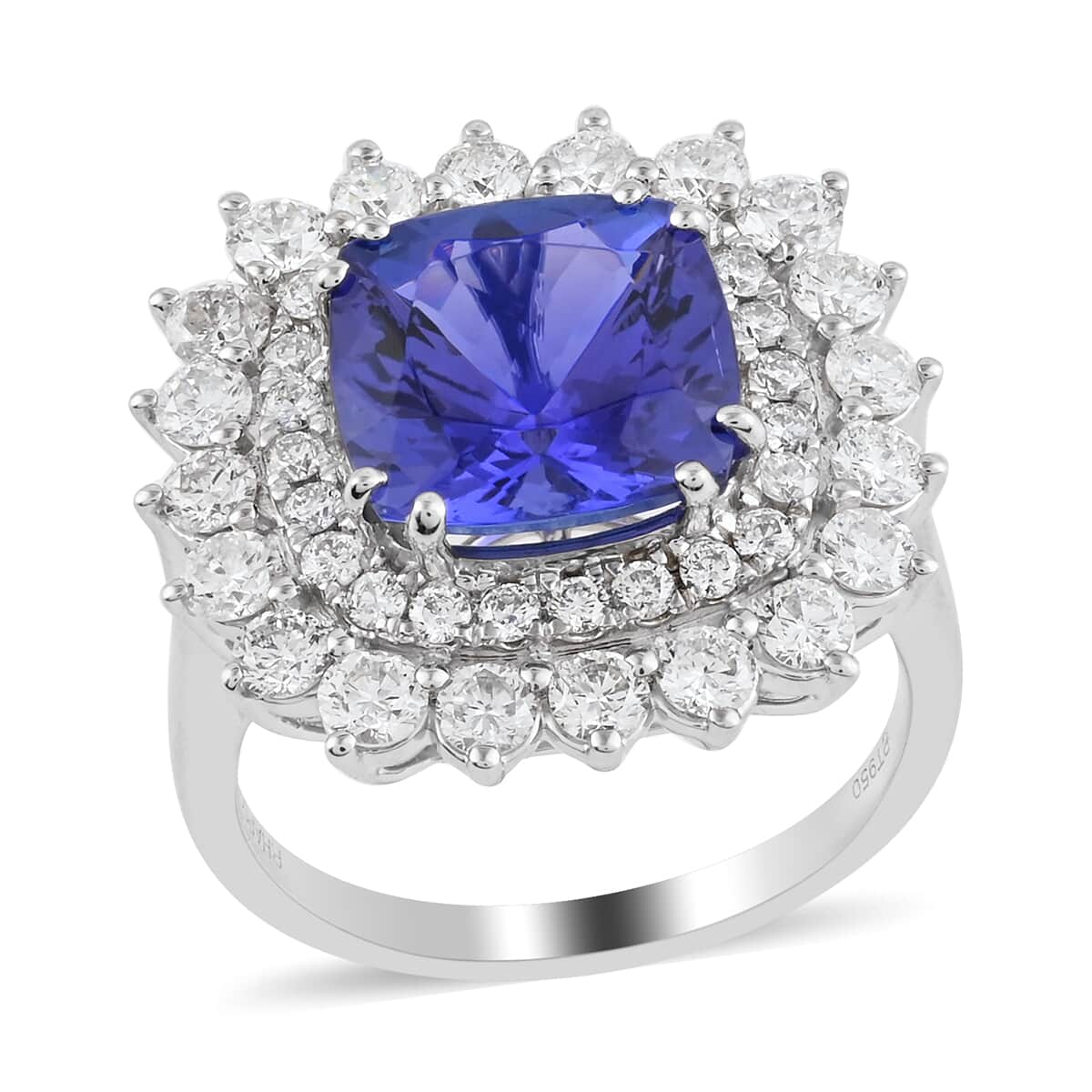 Rhapsody 950 Platinum AAAA Tanzanite and E-F VS Diamond Cocktail Ring (Size 6.0) 10.50 Grams 7.25 ctw image number 0