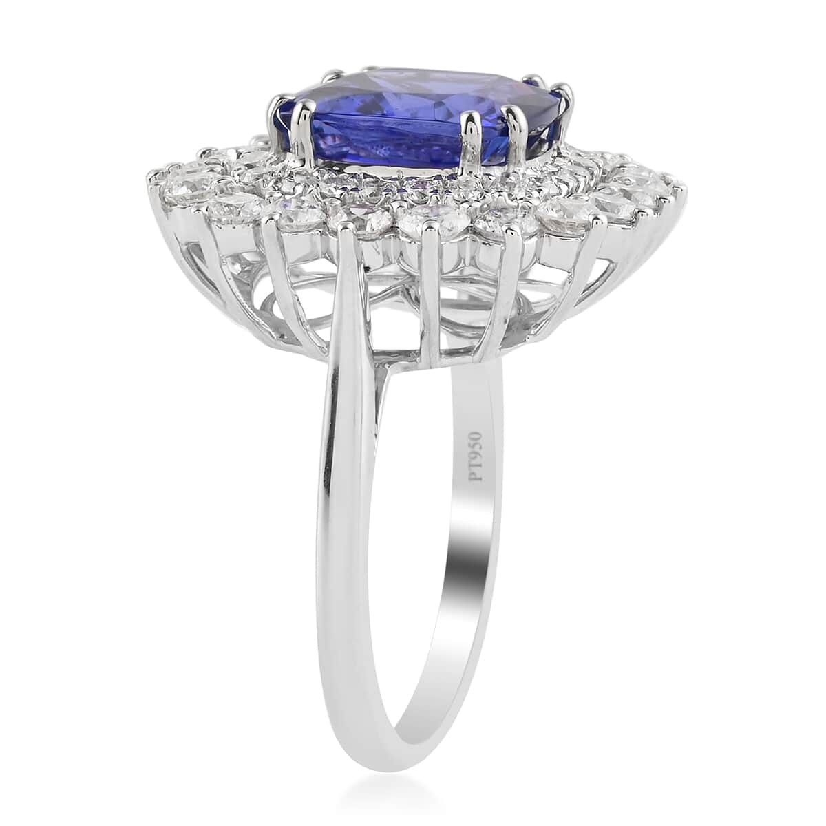 Rhapsody 950 Platinum AAAA Tanzanite and E-F VS Diamond Cocktail Ring (Size 6.0) 10.50 Grams 7.25 ctw image number 2