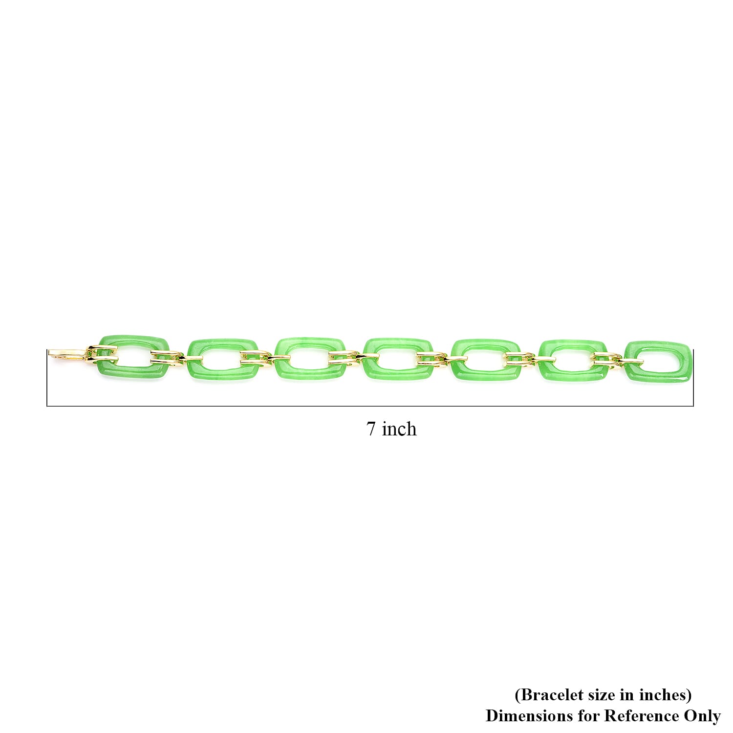 Green Jade (D) Paper Clip Bracelet in Vermeil Yellow Gold Over Sterling Silver (6.50 In) 43.15 ctw