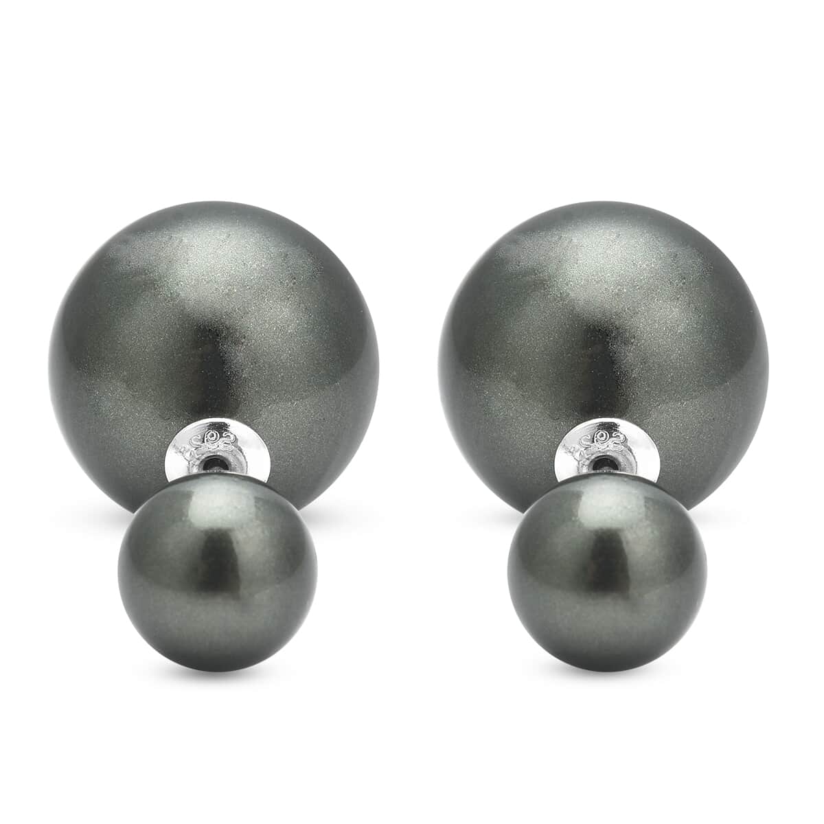 Peacock Shell Pearl Stud Earrings in Rhodium Over Sterling Silver image number 0