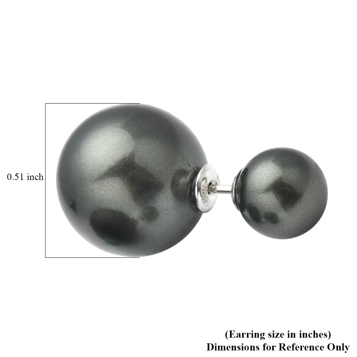 DOORBUSTER Purple Shell Pearl Stud Earrings in Rhodium Over Sterling Silver image number 4