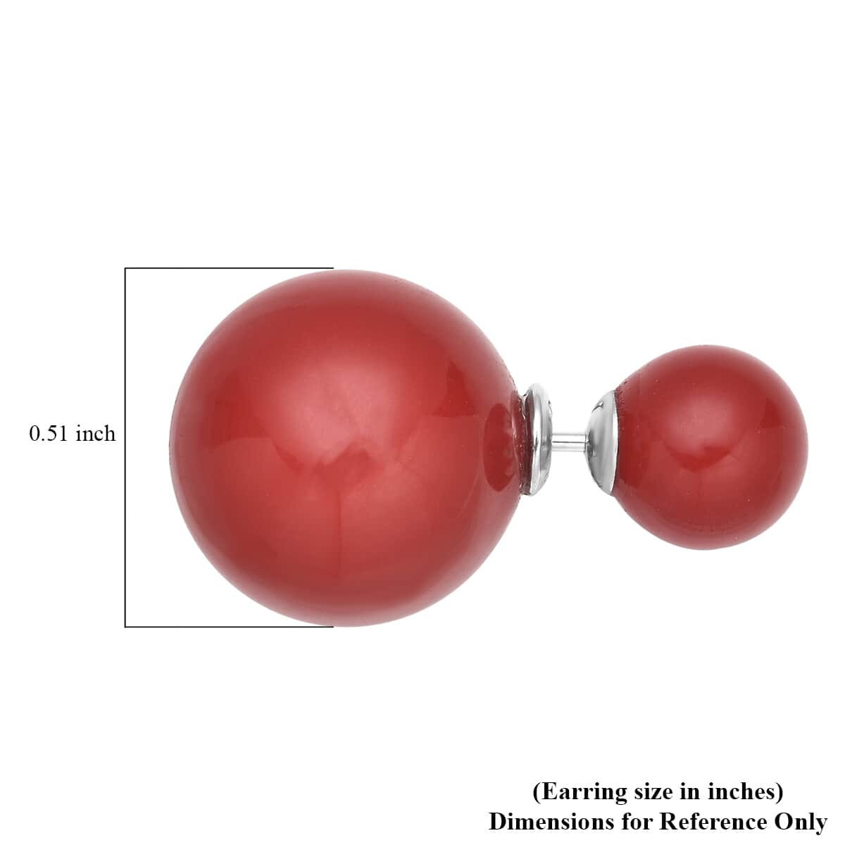 Red Shell Pearl Stud Earrings in Rhodium Over Sterling Silver image number 4