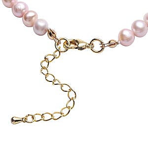 Purple Fresh Water Pearl and Purple Keshi Pearl Bracelet in Goldtone (7.50 In)
