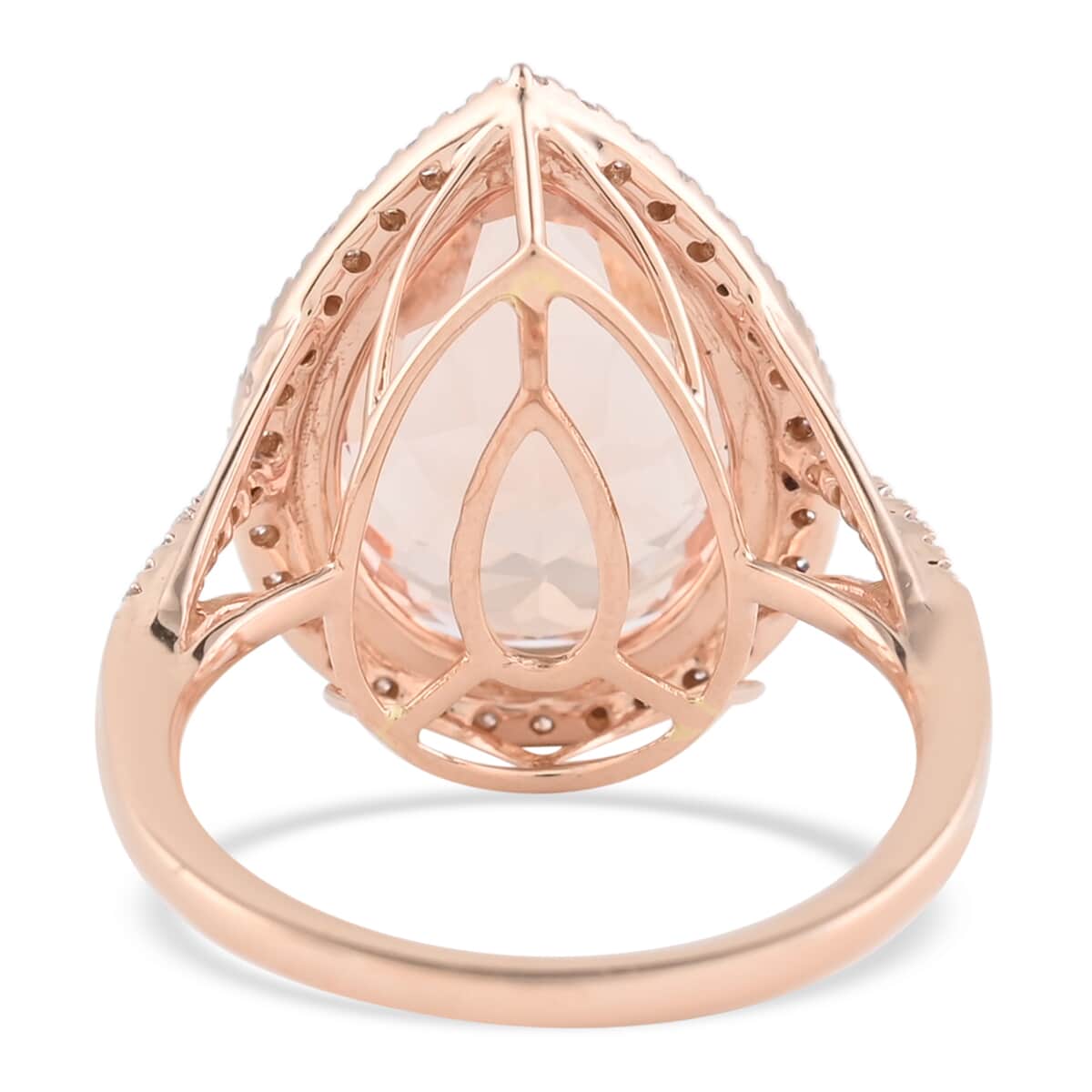 Certified Iliana 18K Rose Gold AAA Marropino Morganite and G-H SI Diamond Ring (Size 7.0) 4.40 Grams 8.00 ctw image number 4