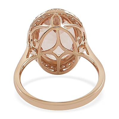  Iliana AAA Marropino Morganite and G-H SI Diamond 5.70 ctw Halo Ring in 18K Rose Gold (Size 6.0) 3.50 Grams