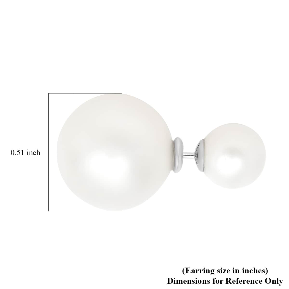 White Shell Pearl Stud Earrings in Rhodium Over Sterling Silver image number 4