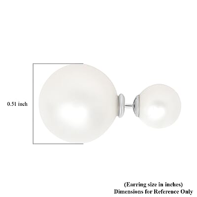 White Shell Pearl Stud Earrings in Rhodium Over Sterling Silver