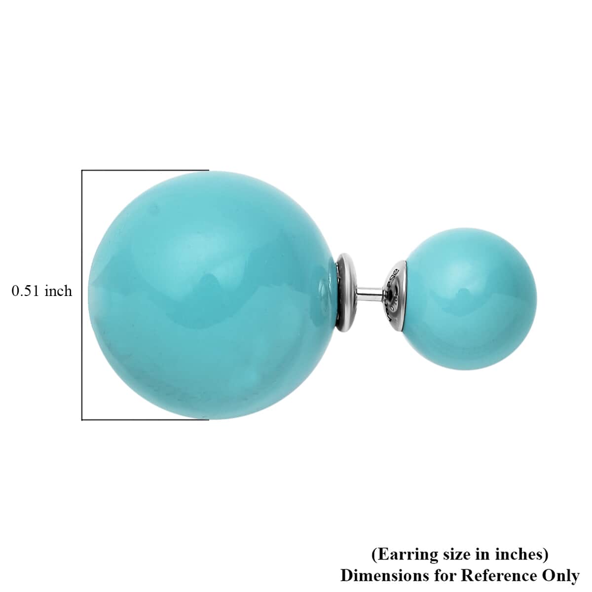 Turquoise Blue Shell Pearl Stud Earrings in Rhodium Over Sterling Silver image number 4