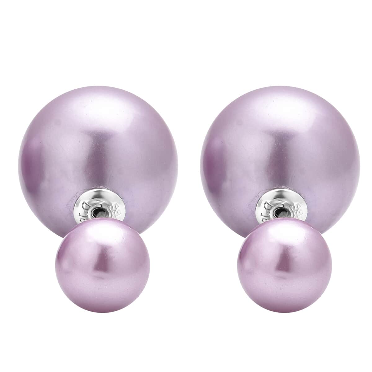 Purple Shell Pearl Stud Earrings in Rhodium Over Sterling Silver image number 0