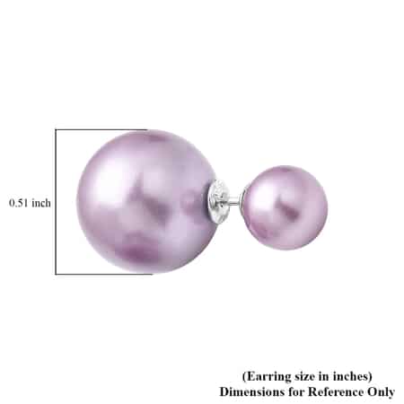Purple Shell Pearl Stud Earrings in Rhodium Over Sterling Silver image number 4