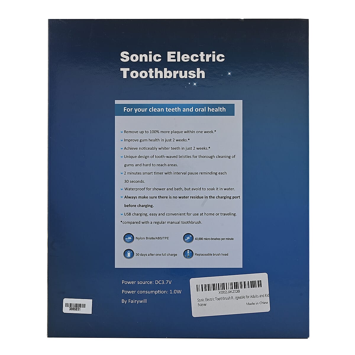 Fairywill Sonic Electric Vibration Toothbrush in Pink with 8 Replacement Heads, USB and Travel Case image number 4