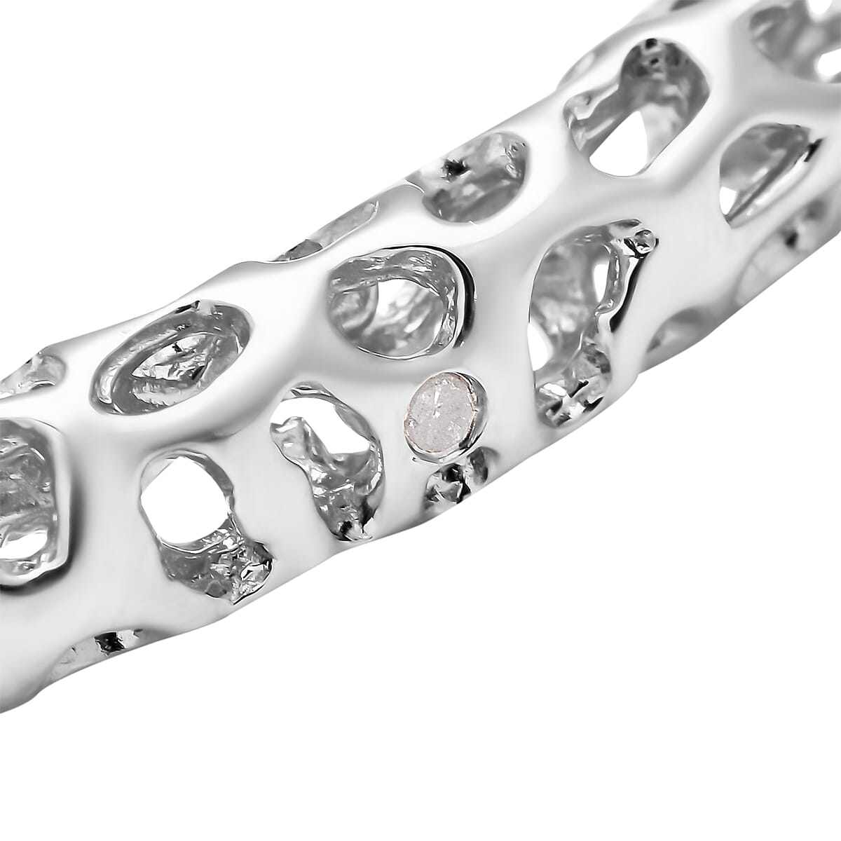 RACHEL GALLEY Allegro Collection Diamond Accent Bangle Bracelet in Rhodium Over Sterling Silver (7.25 In) image number 3
