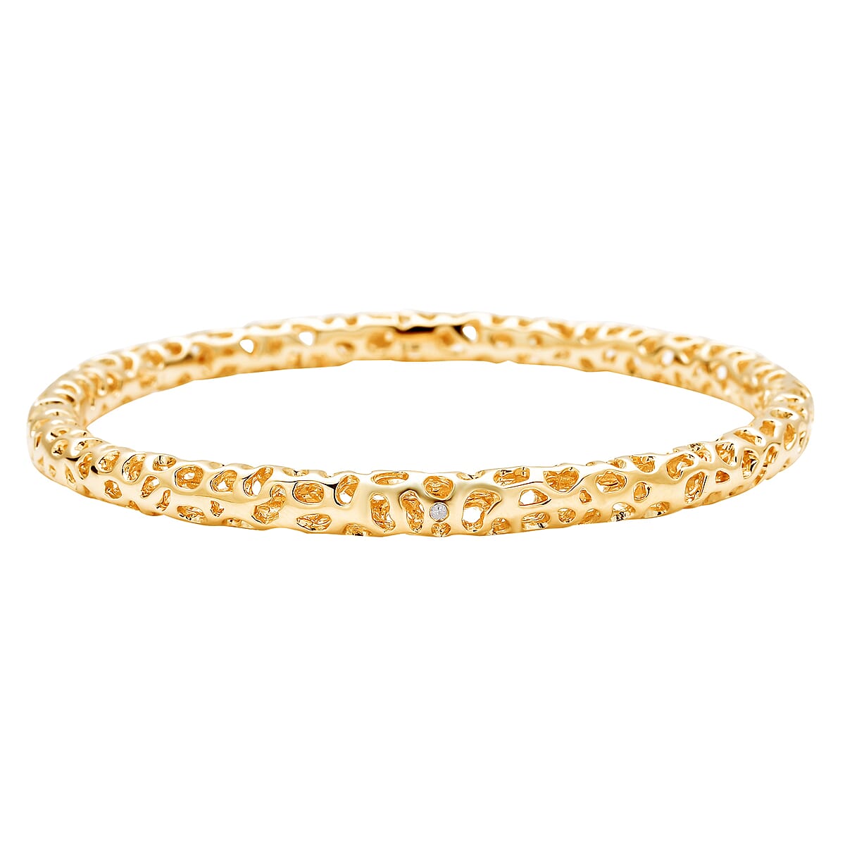 RACHEL GALLEY Allegro Collection Diamond Accent Bangle Bracelet in 14K Yellow Gold Over Sterling Silver (7.25 In) image number 2