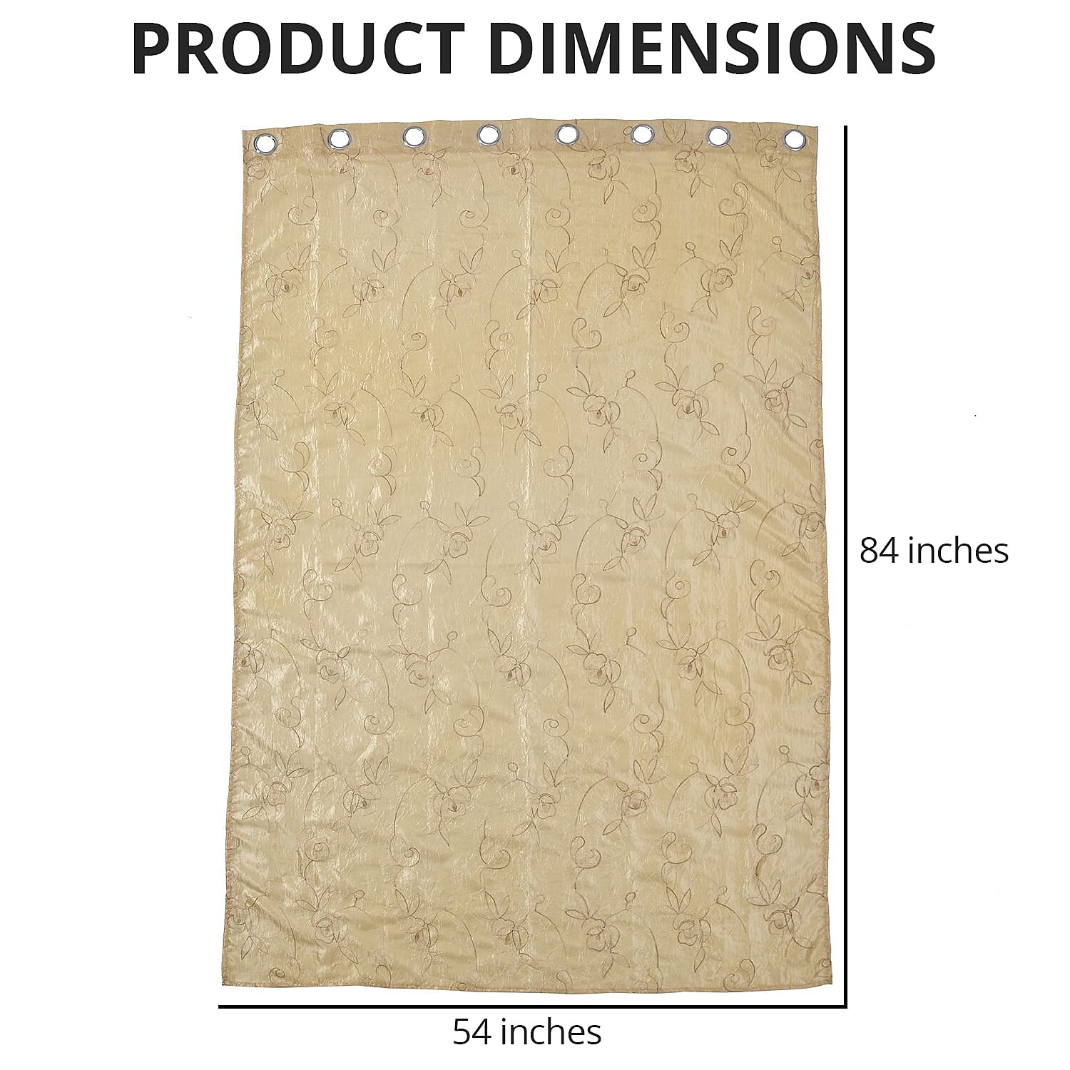 Set of 2 Ivory Embroidered Polyester Curtains with 8 Metal Grommets, Handwash Grommets Curtains Set For Door and Windows