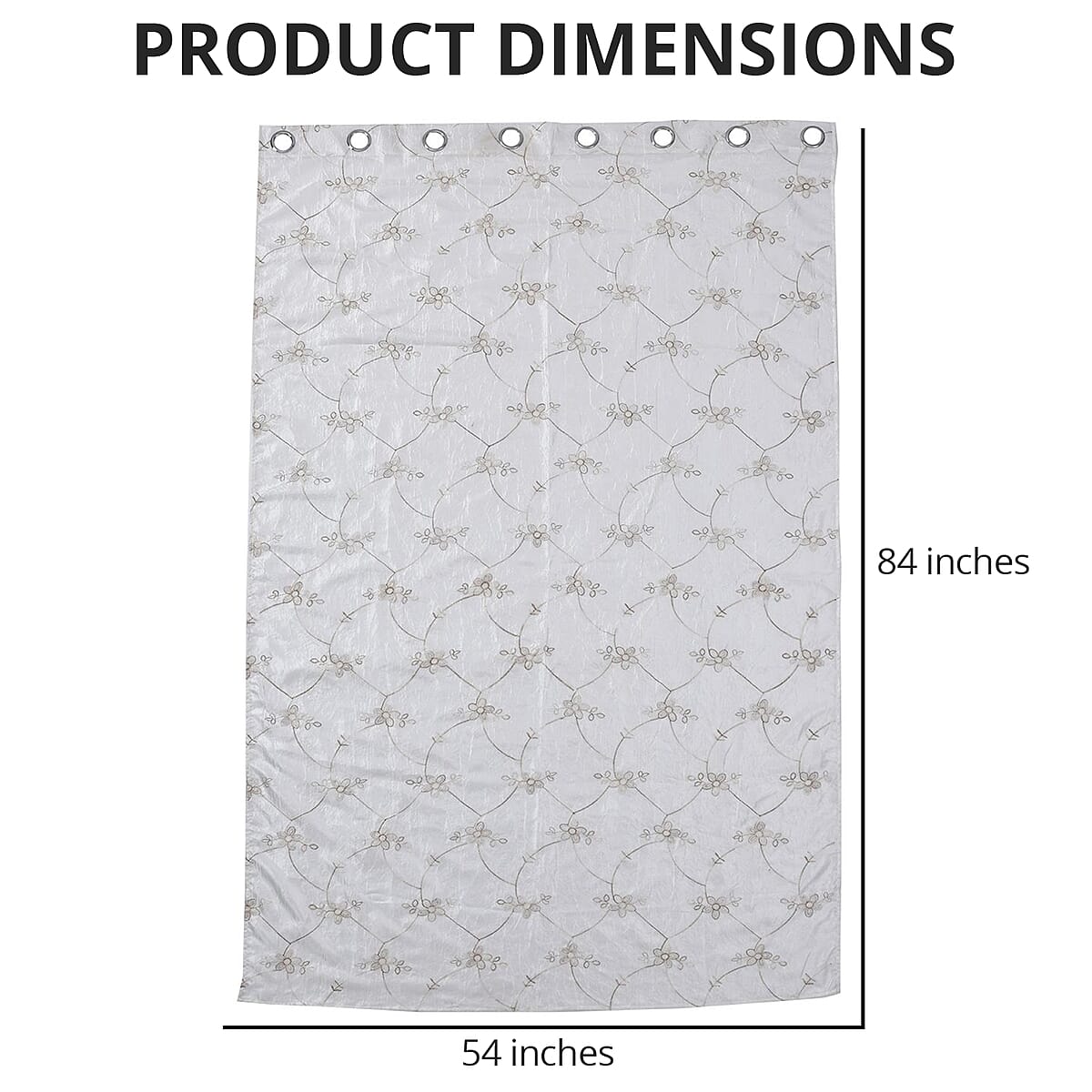 Set of 2 White Embroidered Polyester Curtains with 8 Metal Grommets, Handwash Grommets Curtains Set For Door and Windows image number 4