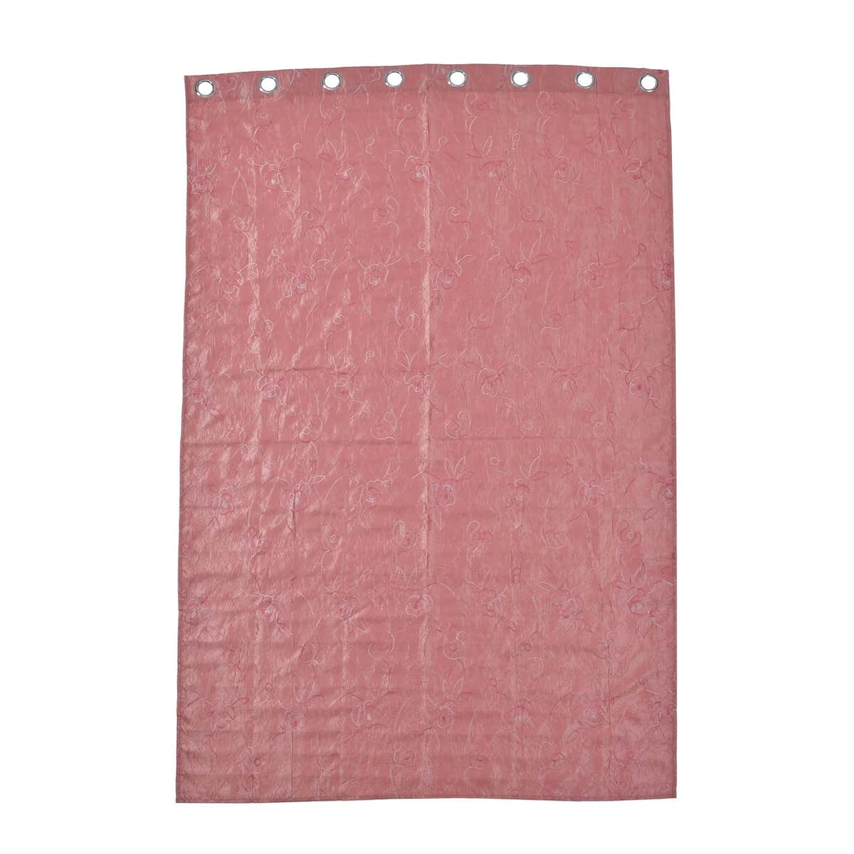 Set of 2 Pink Embroidered Polyester Curtains with 8 Metal Grommets, Handwash Grommets Curtains Set For Door and Windows image number 0