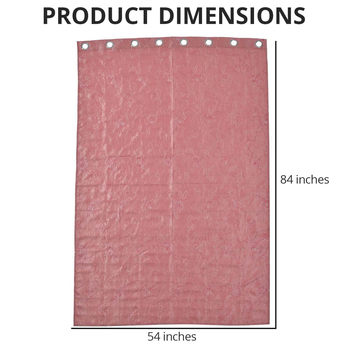 Set of 2 Pink Embroidered Polyester Curtains with 8 Metal Grommets, Handwash Grommets Curtains Set For Door and Windows image number 4