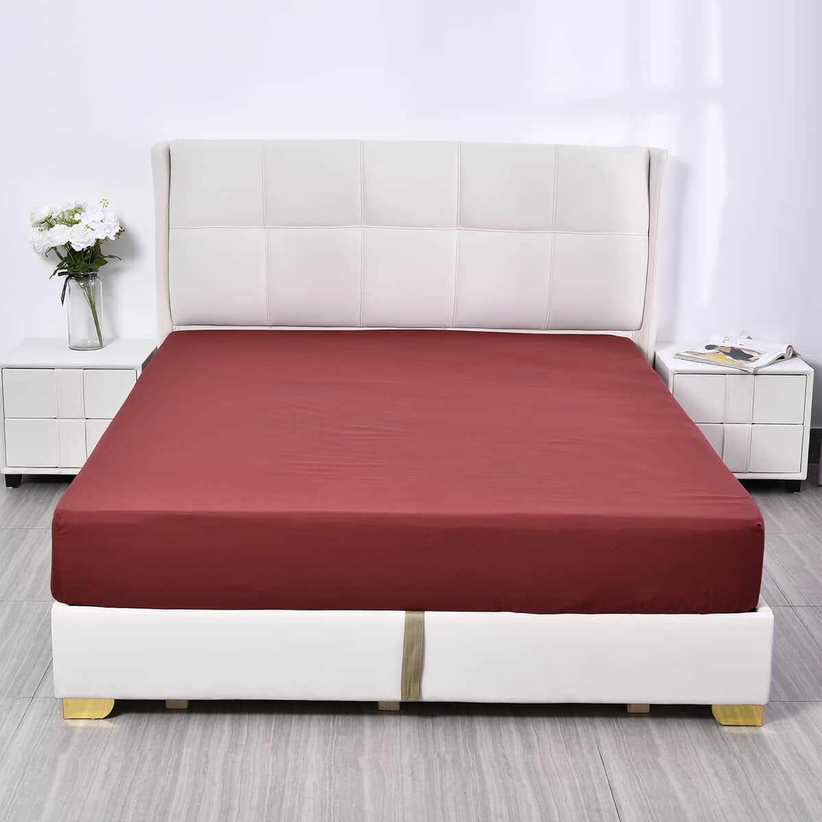 Homesmart Burgundy Solid 6pcs Microfiber Sheet Set - Queen , Bed Sheets , Fitted Sheet , Bed Sheet Set , Microfiber Sheets image number 4