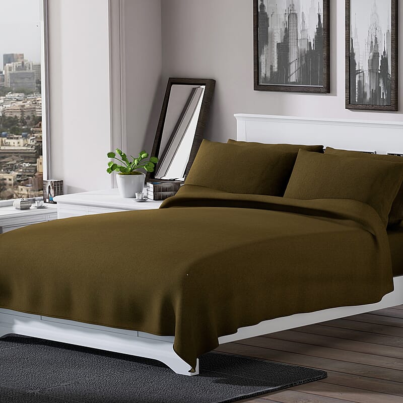 Homesmart Olive Green Solid 6pcs Microfiber Sheet Set - Queen, Bed Sheets, Fitted Sheet, Bed Sheet Set, Microfiber Sheets