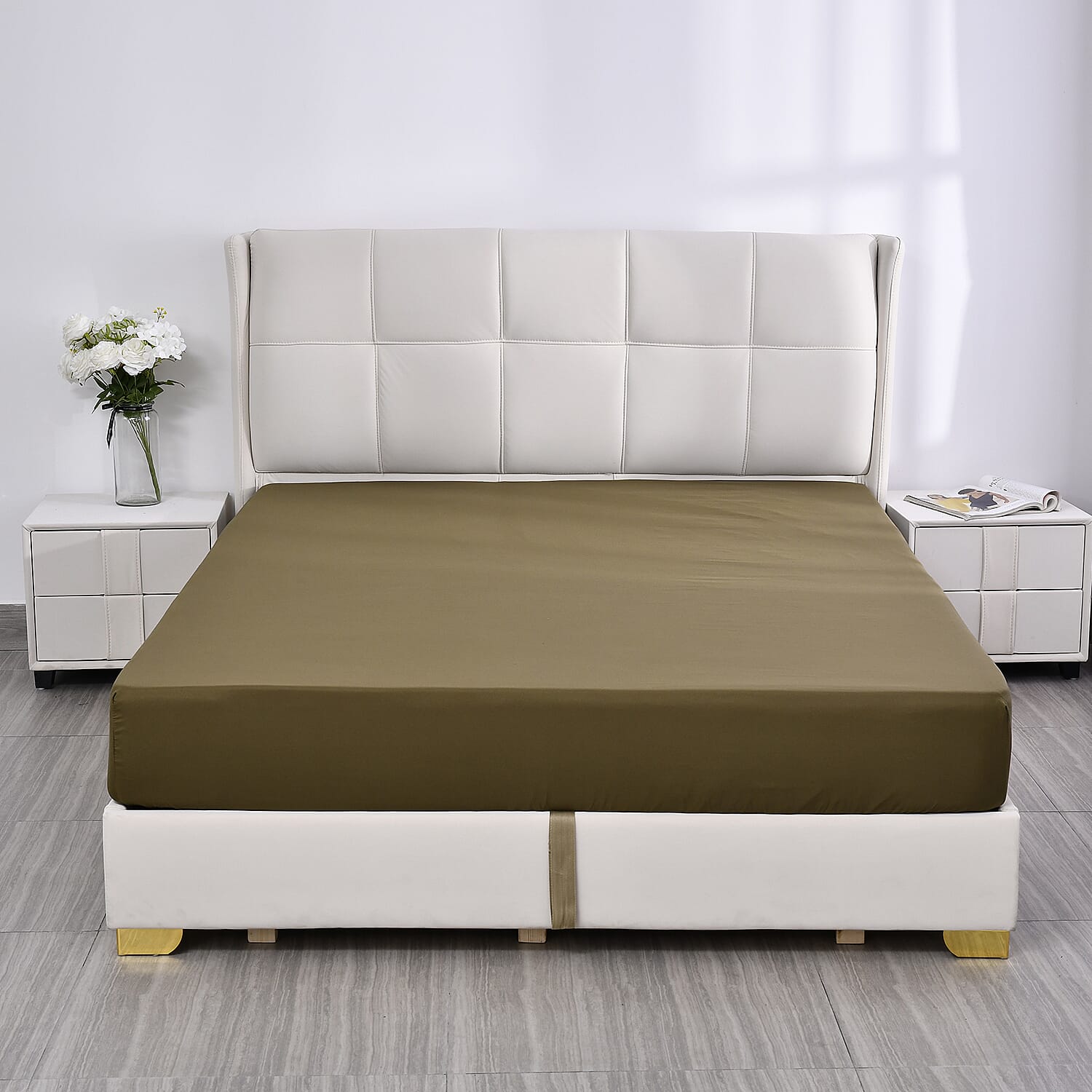 Homesmart Olive Green Solid 6pcs Microfiber Sheet Set - Queen, Bed Sheets, Fitted Sheet, Bed Sheet Set, Microfiber Sheets