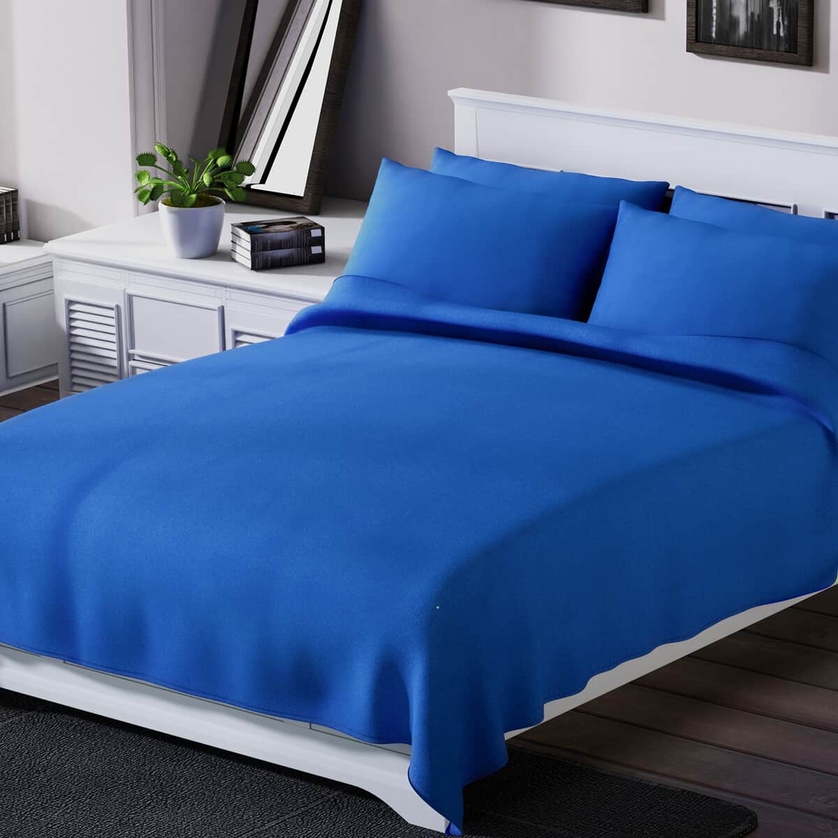 Homesmart Blue Solid 6pcs Microfiber Sheet Set - King, Bed Sheets, Fitted Sheet, Bed Sheet Set, Microfiber Sheets image number 1
