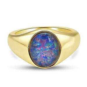 Boulder Opal 2.13 ctw Ring in 14K YG Plated Sterling Silver (Size 5.5)