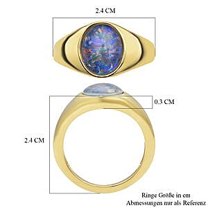 Boulder Opal 2.13 ctw Ring in 14K YG Plated Sterling Silver (Size 5.5)