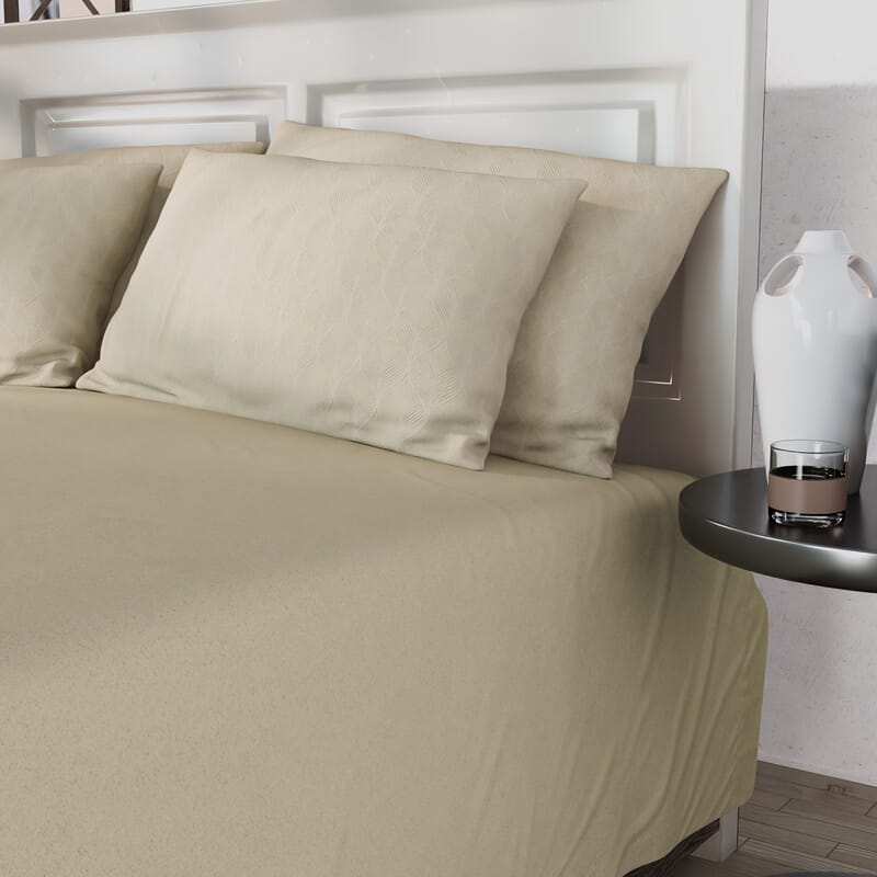 Homesmart Beige Embossed 6pcs Polyester Sheet Set - Queen, Bed Sheets, Fitted Sheet, Bed Sheet Set, Microfiber Sheets