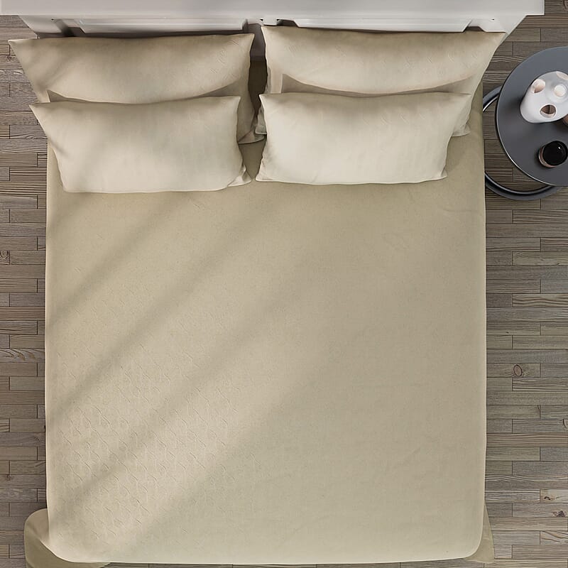 Homesmart Beige Embossed 6pcs Polyester Sheet Set - Queen, Bed Sheets, Fitted Sheet, Bed Sheet Set, Microfiber Sheets