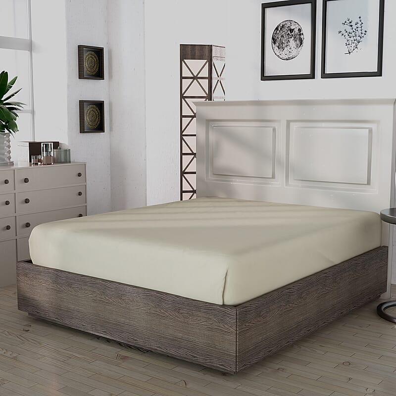 Homesmart Beige Embossed 6pcs Polyester Sheet Set - Queen, Bed Sheets, Fitted Sheet, Bed Sheet Set, Microfiber Sheets