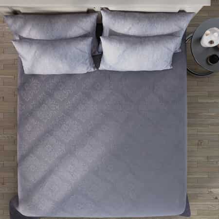 Homesmart Gray Polyester Embossed 6pcs Sheet Set - Queen image number 3