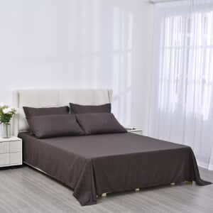 HOMESMART Brown Embossed 6pcs Polyester Sheet Set - Full , Bed Sheets , Fitted Sheet , Bed Sheet Set , Microfiber Sheets