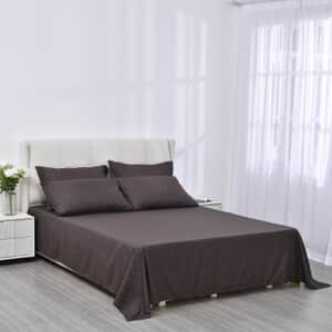 Homesmart Brown Embossed 6pcs Polyester Sheet Set - Queen, Bed Sheets, Fitted Sheet, Bed Sheet Set, Microfiber Sheets