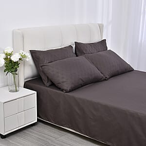Homesmart Brown Embossed 6pcs Polyester Sheet Set - Queen, Bed Sheets, Fitted Sheet, Bed Sheet Set, Microfiber Sheets