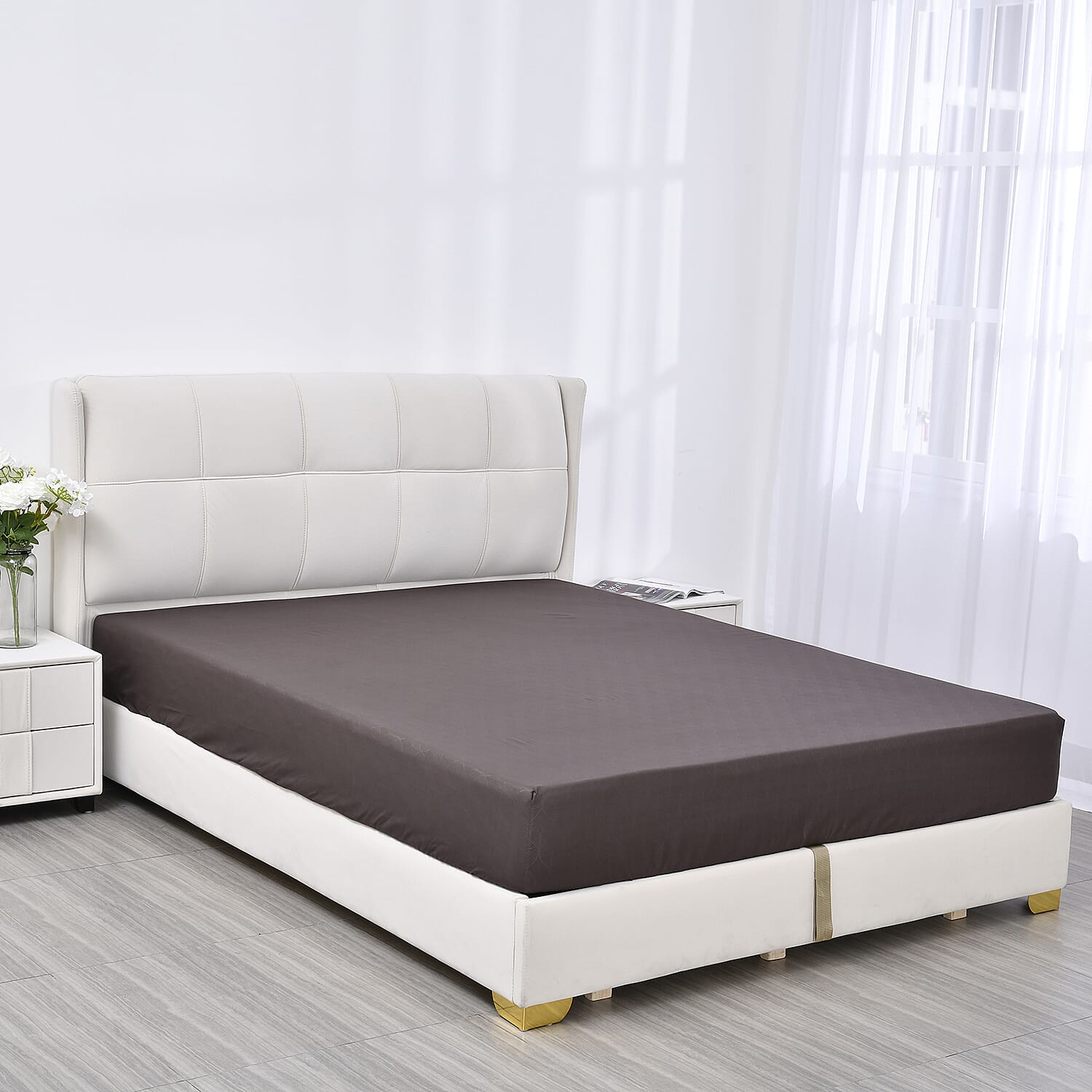 Homesmart Brown Embossed 6pcs Polyester Sheet Set - Queen, Bed Sheets, Fitted Sheet, Bed Sheet Set, Microfiber Sheets