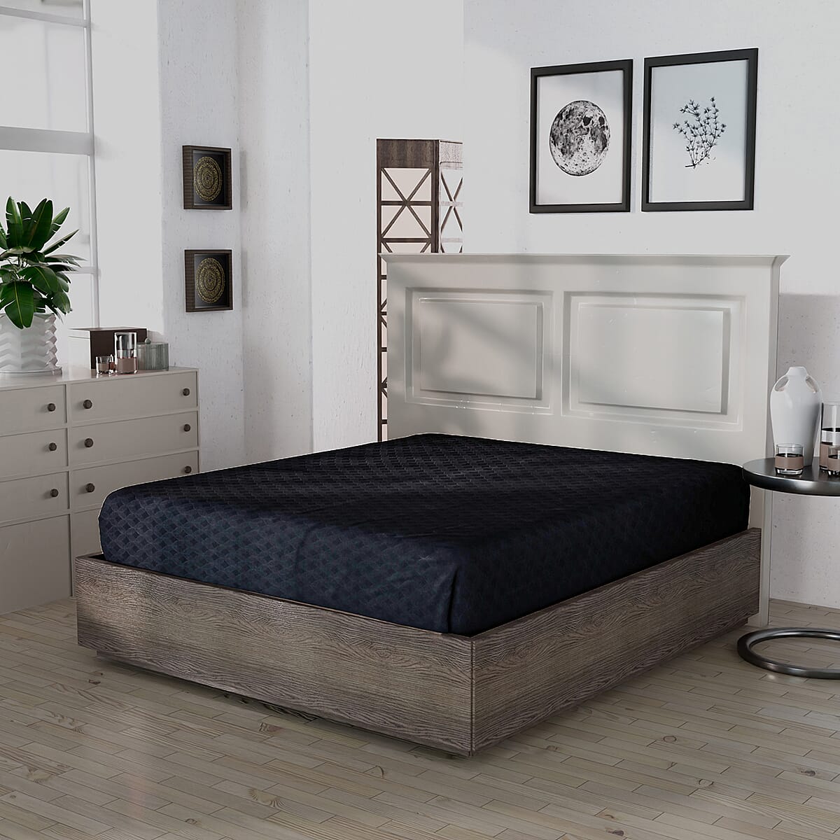 HOMESMART Black Embossed 6pcs Polyester Sheet Set - King , Bed Sheets , Fitted Sheet , Bed Sheet Set , Microfiber Sheets image number 4