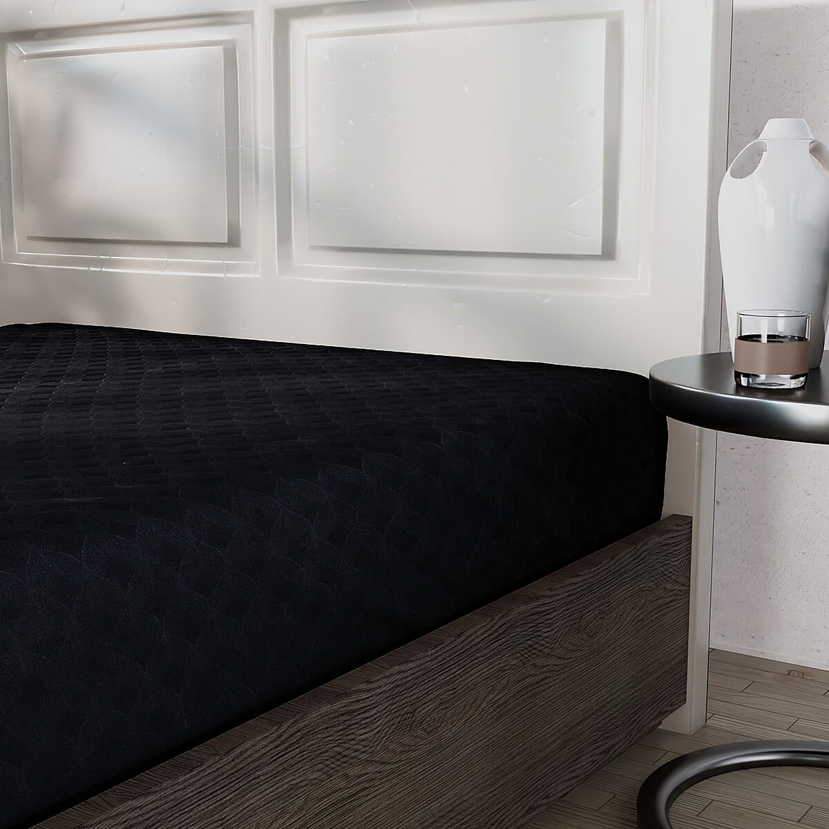 HOMESMART Black Embossed 6pcs Polyester Sheet Set - King , Bed Sheets , Fitted Sheet , Bed Sheet Set , Microfiber Sheets image number 5