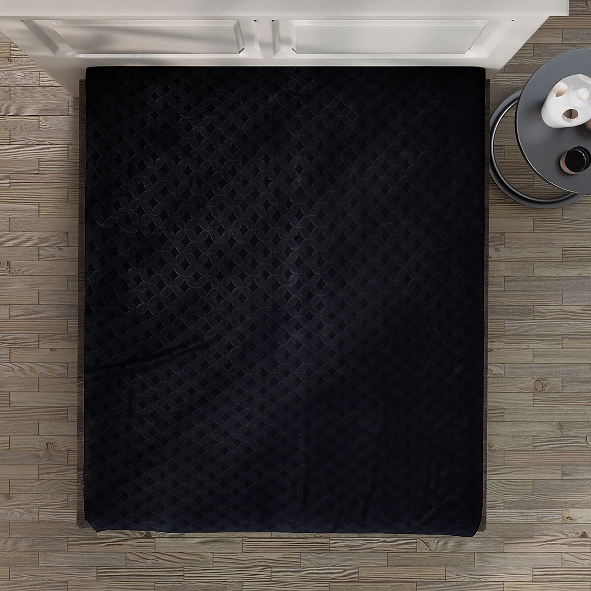 HOMESMART Black Embossed 6pcs Polyester Sheet Set - King , Bed Sheets , Fitted Sheet , Bed Sheet Set , Microfiber Sheets image number 6