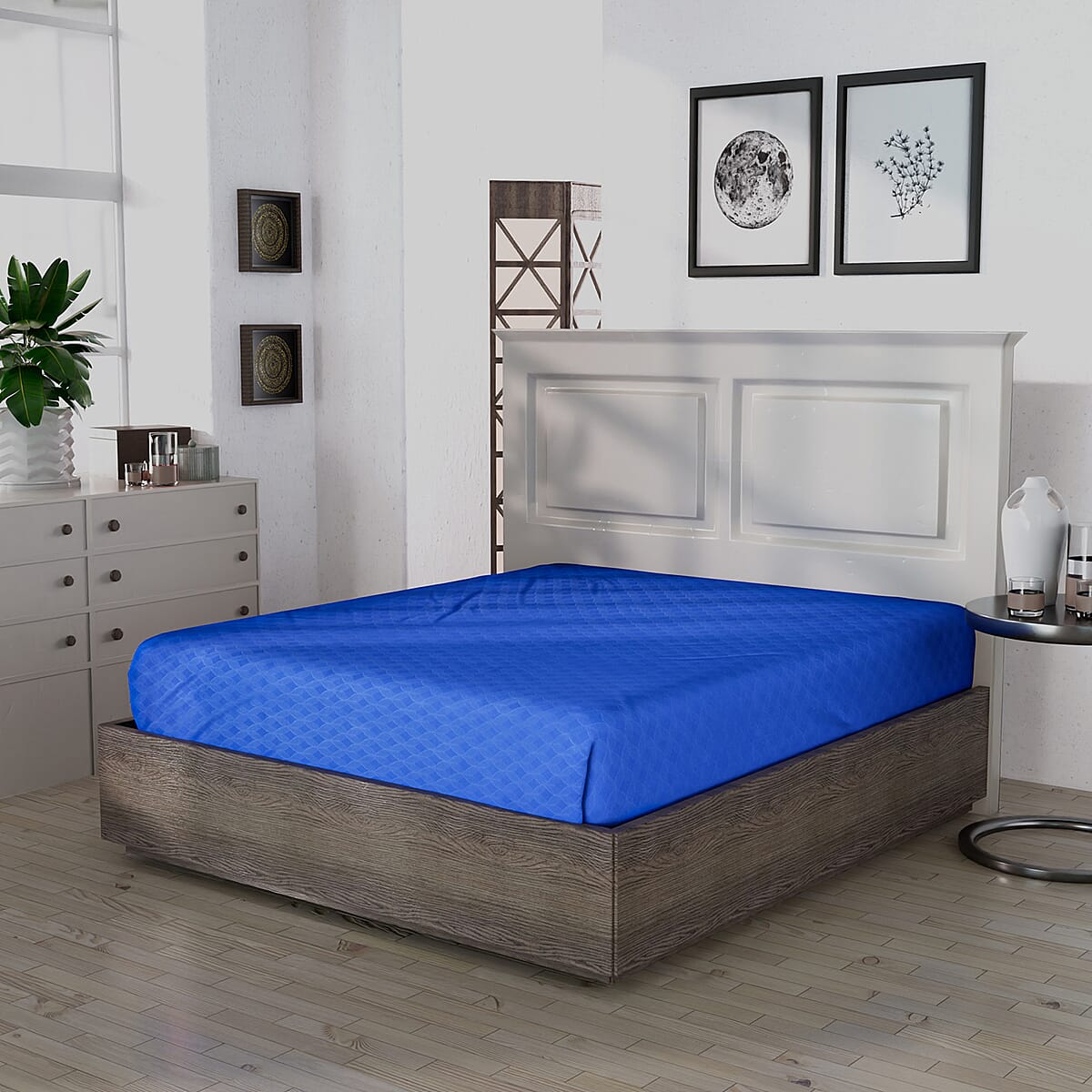 Homesmart Classic Blue Embossed 6pcs Polyester Sheet Set - King , Bed Sheets , Fitted Sheet , Bed Sheet Set , Microfiber Sheets image number 4