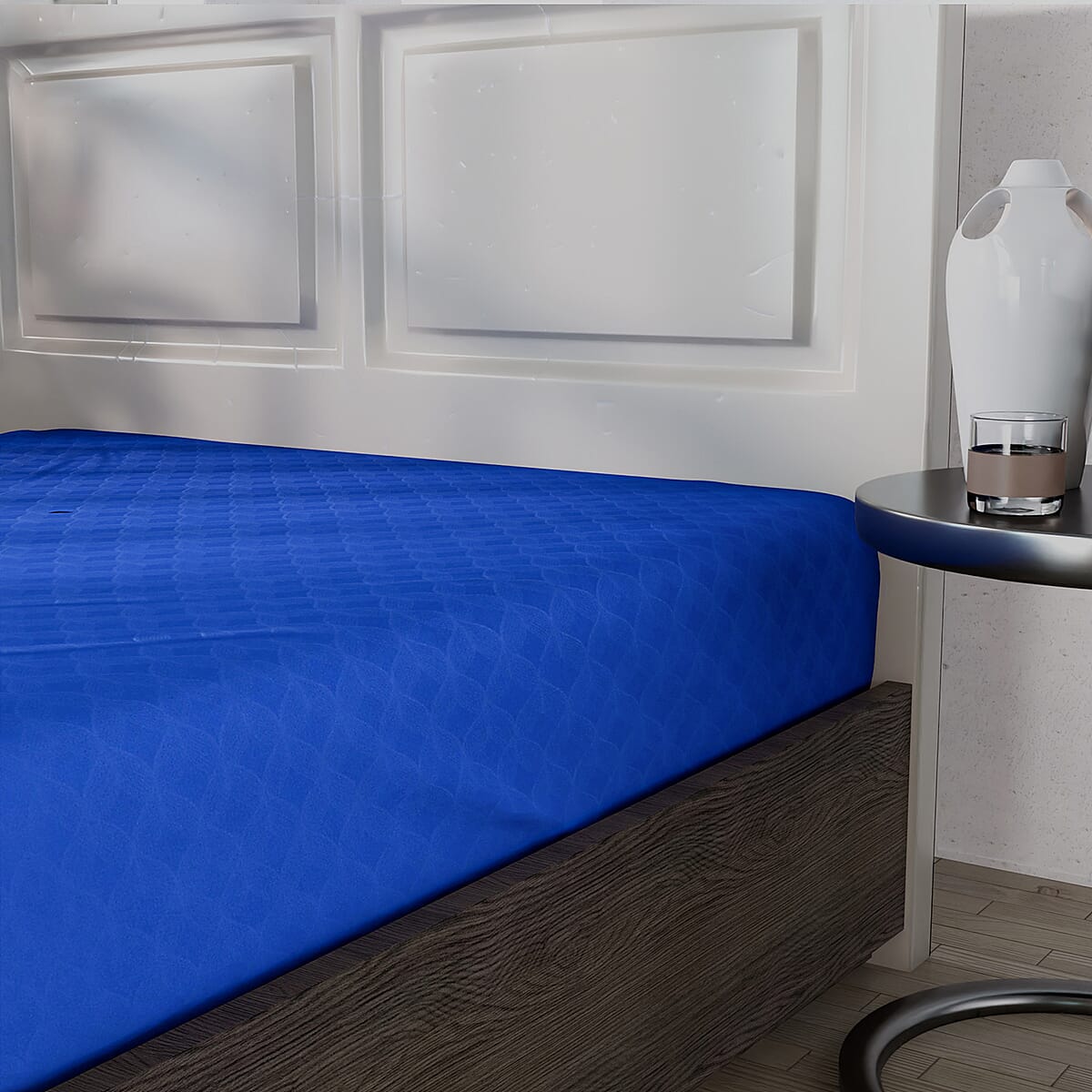 Homesmart Classic Blue Embossed 6pcs Polyester Sheet Set - King , Bed Sheets , Fitted Sheet , Bed Sheet Set , Microfiber Sheets image number 5