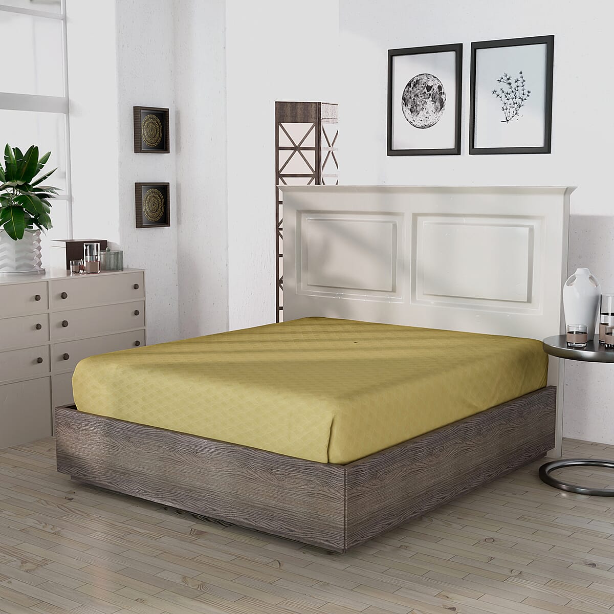 Homesmart Light Green Embossed 6pcs Polyester Sheet Set - Queen, Bed Sheets, Fitted Sheet, Bed Sheet Set, Microfiber Sheets image number 4