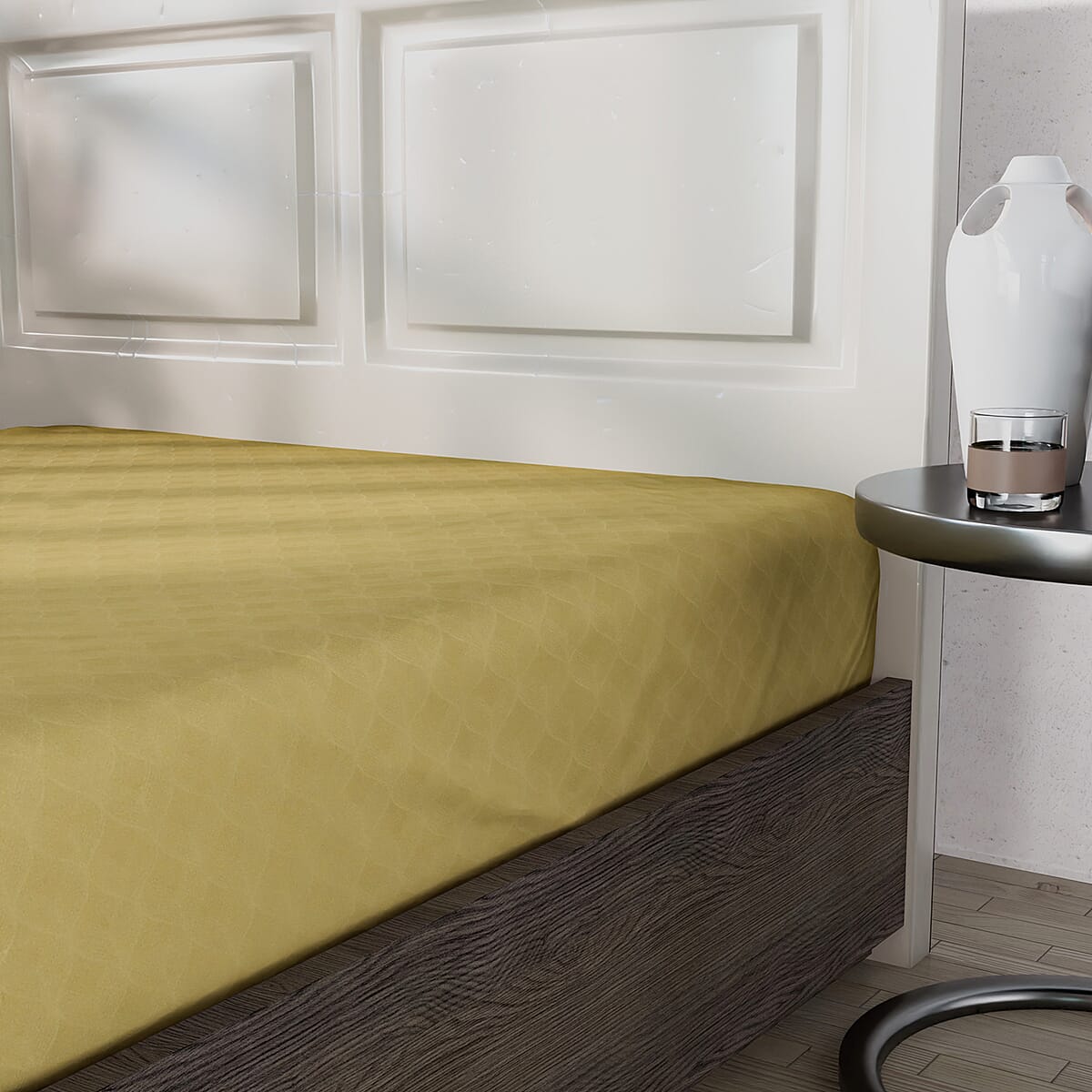 Homesmart Light Green Embossed 6pcs Polyester Sheet Set - Queen, Bed Sheets, Fitted Sheet, Bed Sheet Set, Microfiber Sheets image number 5