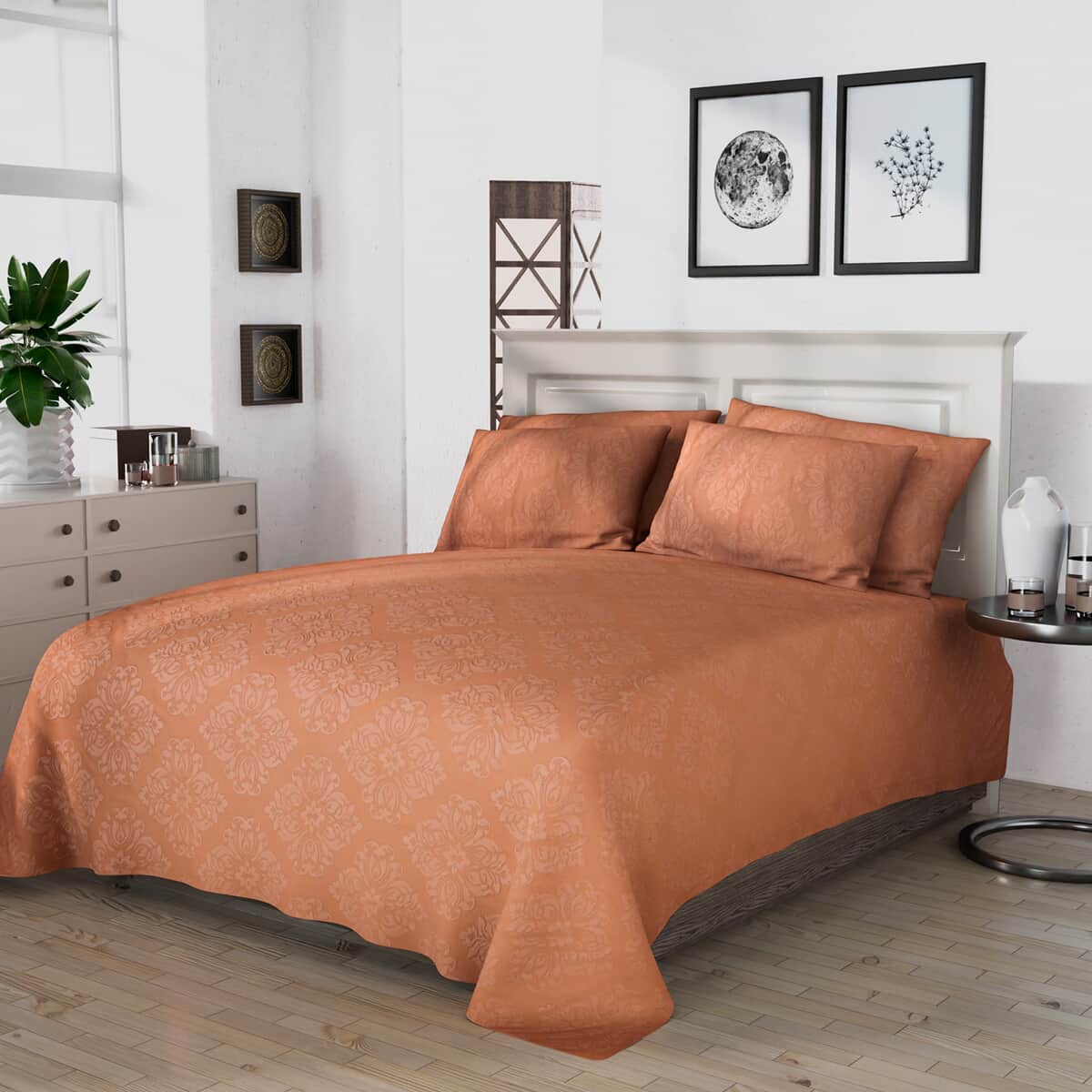 Homesmart Salmon polyester Embossed 6pcs Sheet Set - Queen image number 0