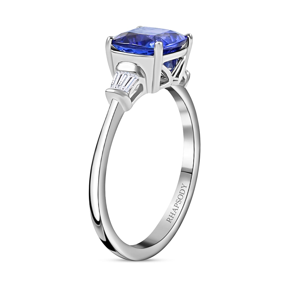 Rhapsody 950 Platinum AAAA Tanzanite and E-F VS Diamond Ring (Size 10.0) 5.15 Grams 2.70 ctw