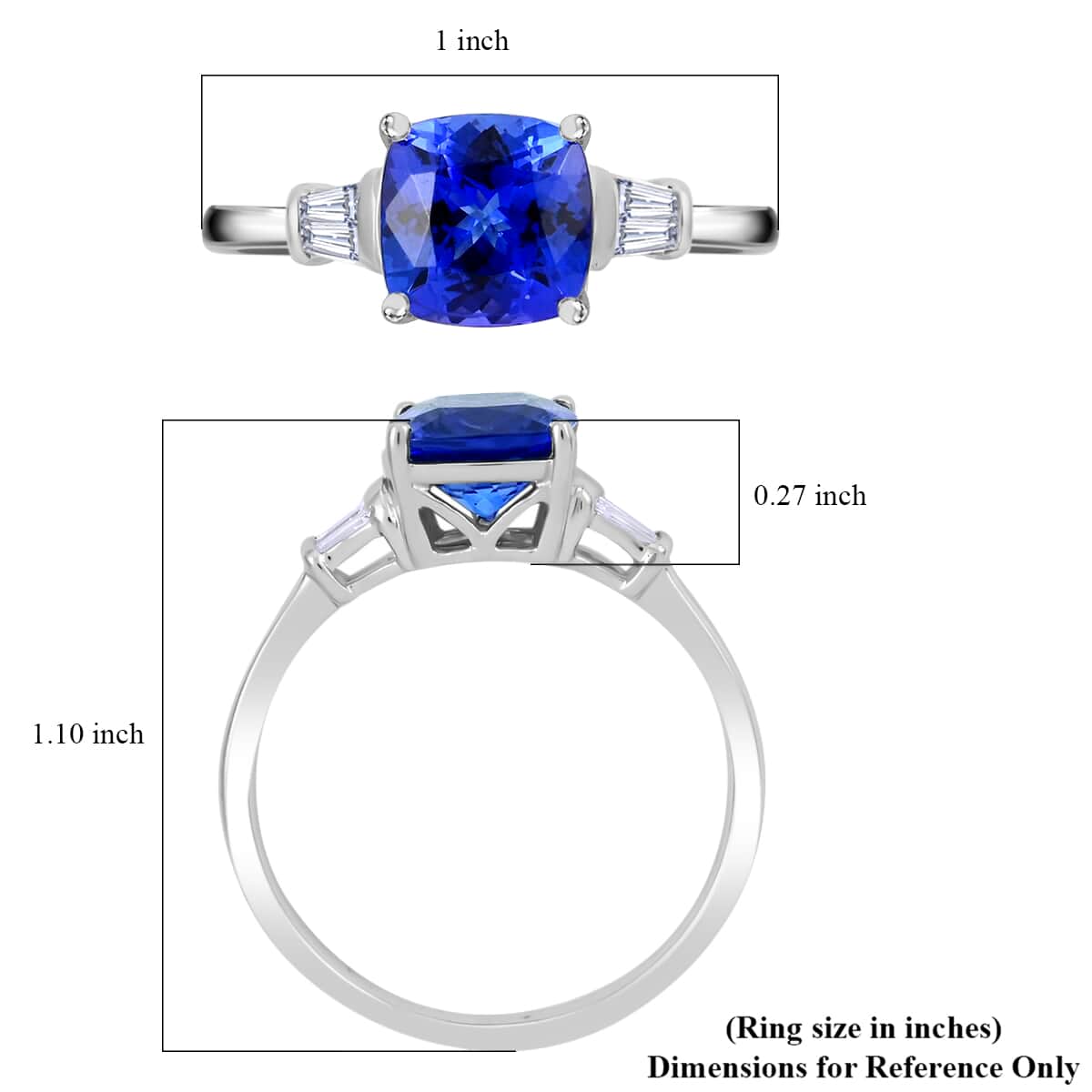 Rhapsody 950 Platinum AAAA Tanzanite and E-F VS Diamond Ring (Size 7.0) 5.15 Grams 2.70 ctw image number 5