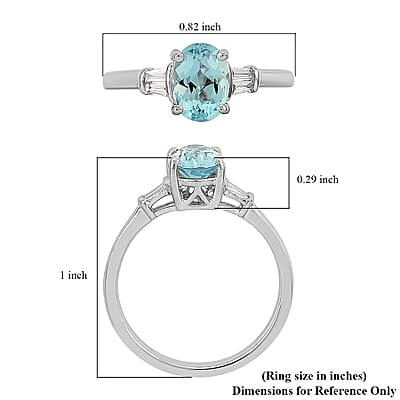 Rhapsody 950 Platinum AAAA Santa Maria Aquamarine and Diamond E-F VS Solitaire Ring (Size 6.0) 4.25 Grams 1.40 ctw