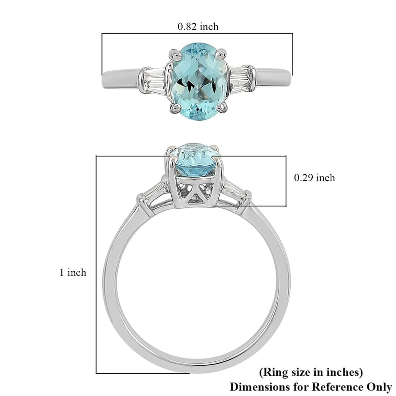 Rhapsody 950 Platinum AAAA Santa Maria Aquamarine and Diamond E-F VS Solitaire Ring (Size 6.0) 4.25 Grams 1.40 ctw