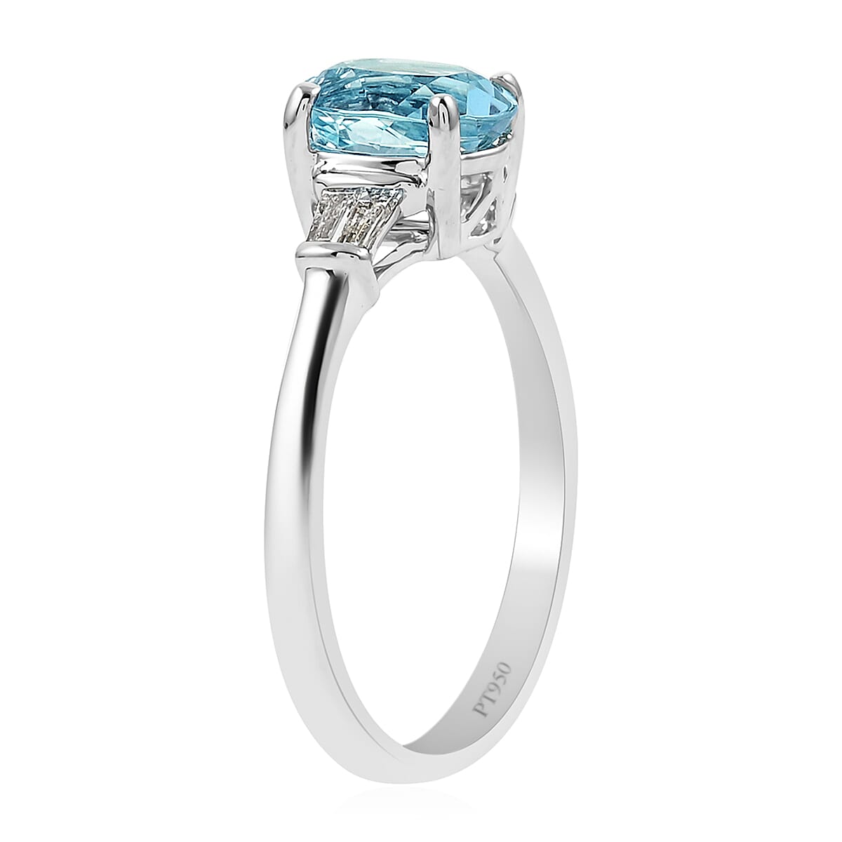 Rhapsody 950 Platinum AAAA Santa Maria Aquamarine and Diamond E-F VS Solitaire Ring (Size 7.0) 4.25 Grams 1.40 ctw image number 3